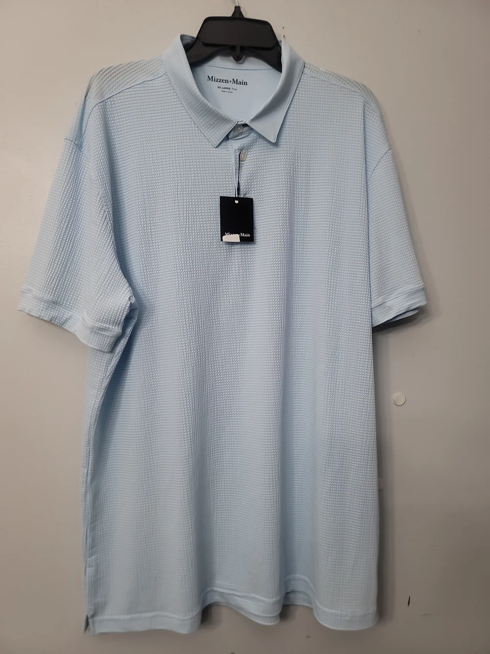 Mizzen+Main Men’s Light Blue Textured Polo